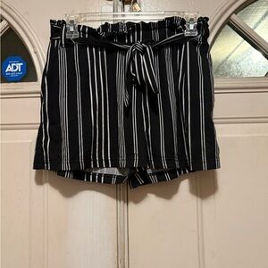Circle T Black and White High Waist Women's Shorts